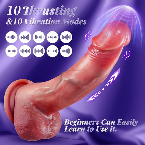 Sex Toy Thrusting Dildo Vibrator 🍆✨，Suction Cup Dildo Penis with 10 Thrusting 🔥 & 5 Vibrating Modes ⚡ for G Spot 🎯 Vagina 💦 Anal 🍑 Sex Stimulation，Soft Silicone...